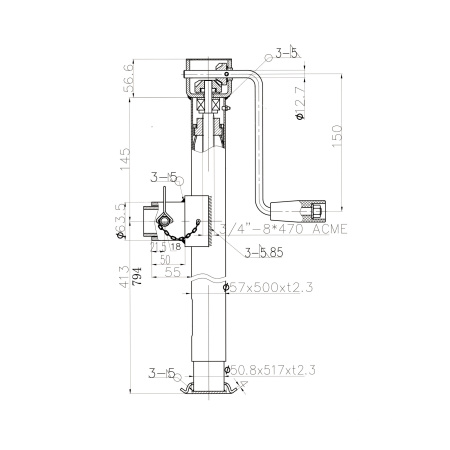Детальное изображение товара - Опорная стойка подъемная TRAILERCOM TW (до 900кг)