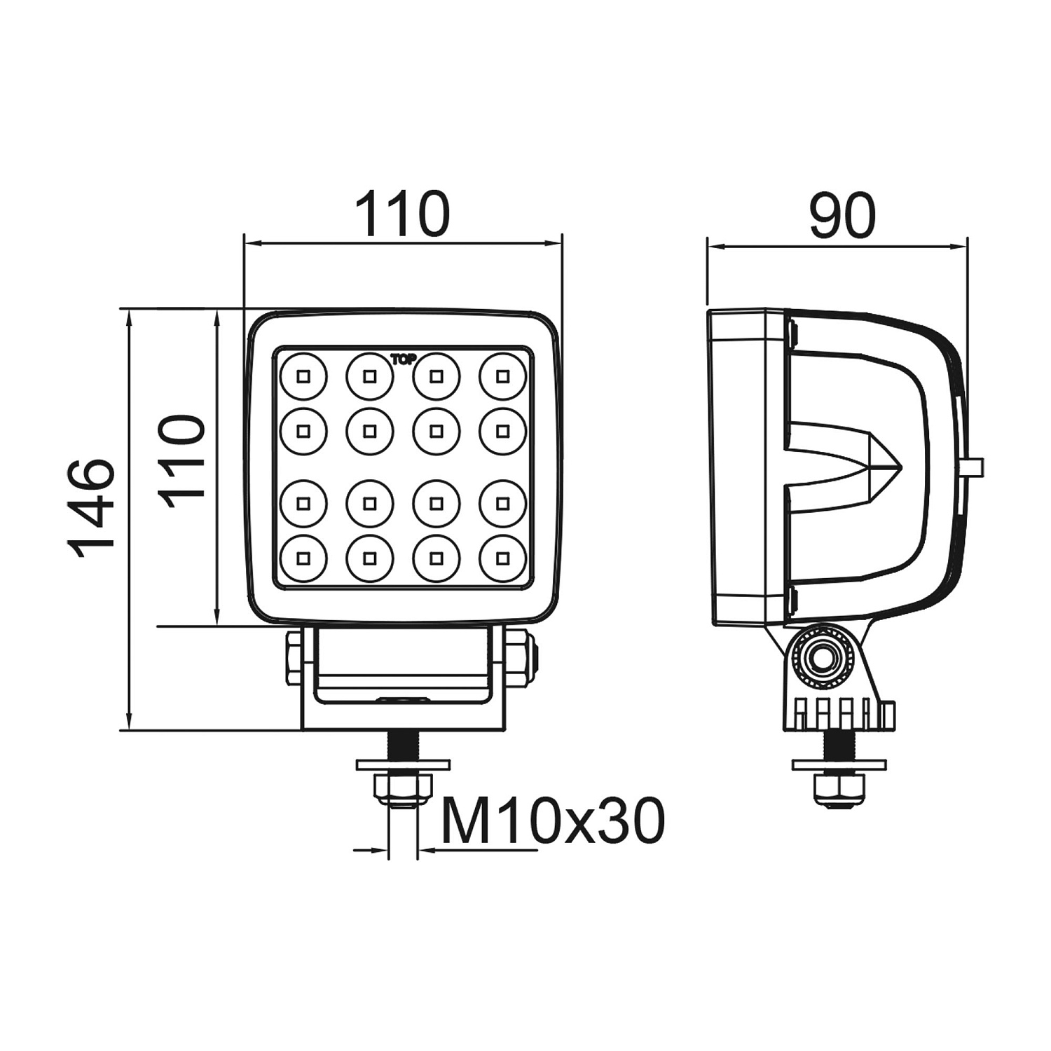Светодиодная фара рабочего света LEDWORKER E2155 (80W, 6000Lm, flood)