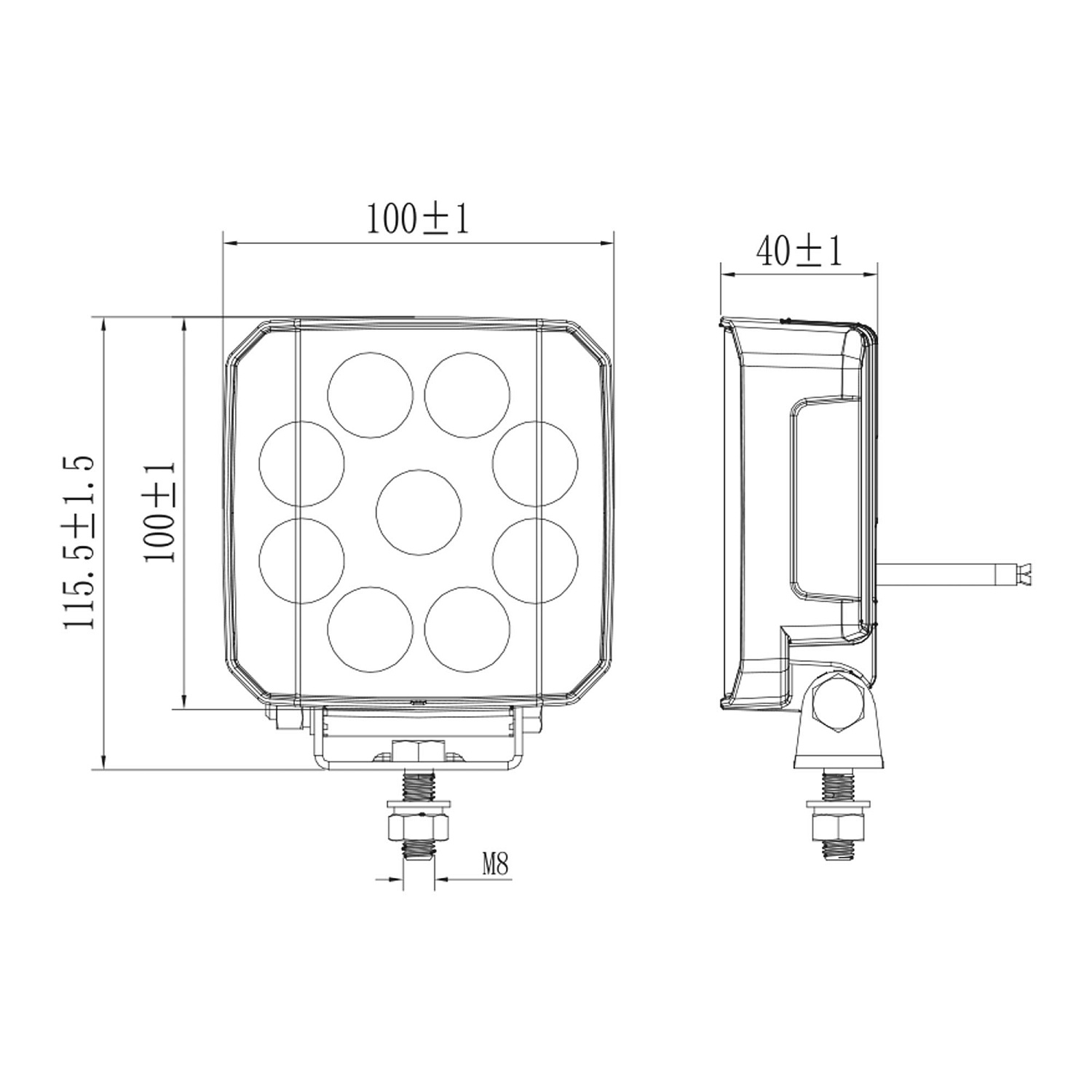Светодиодная фара рабочего света LEDWORKER E-WL-522-S (65W, 10260Lm, flood)