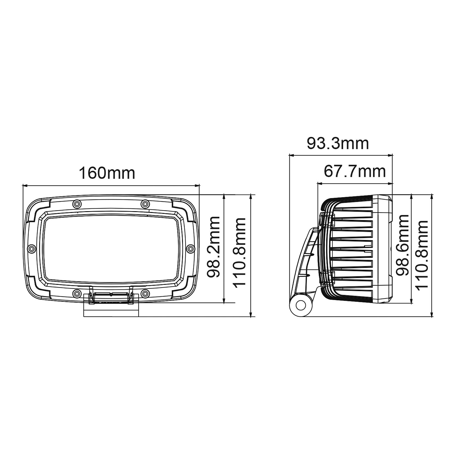 Светодиодная фара рабочего света LEDWORKER E2101 (108W, 11160Lm, flood)
