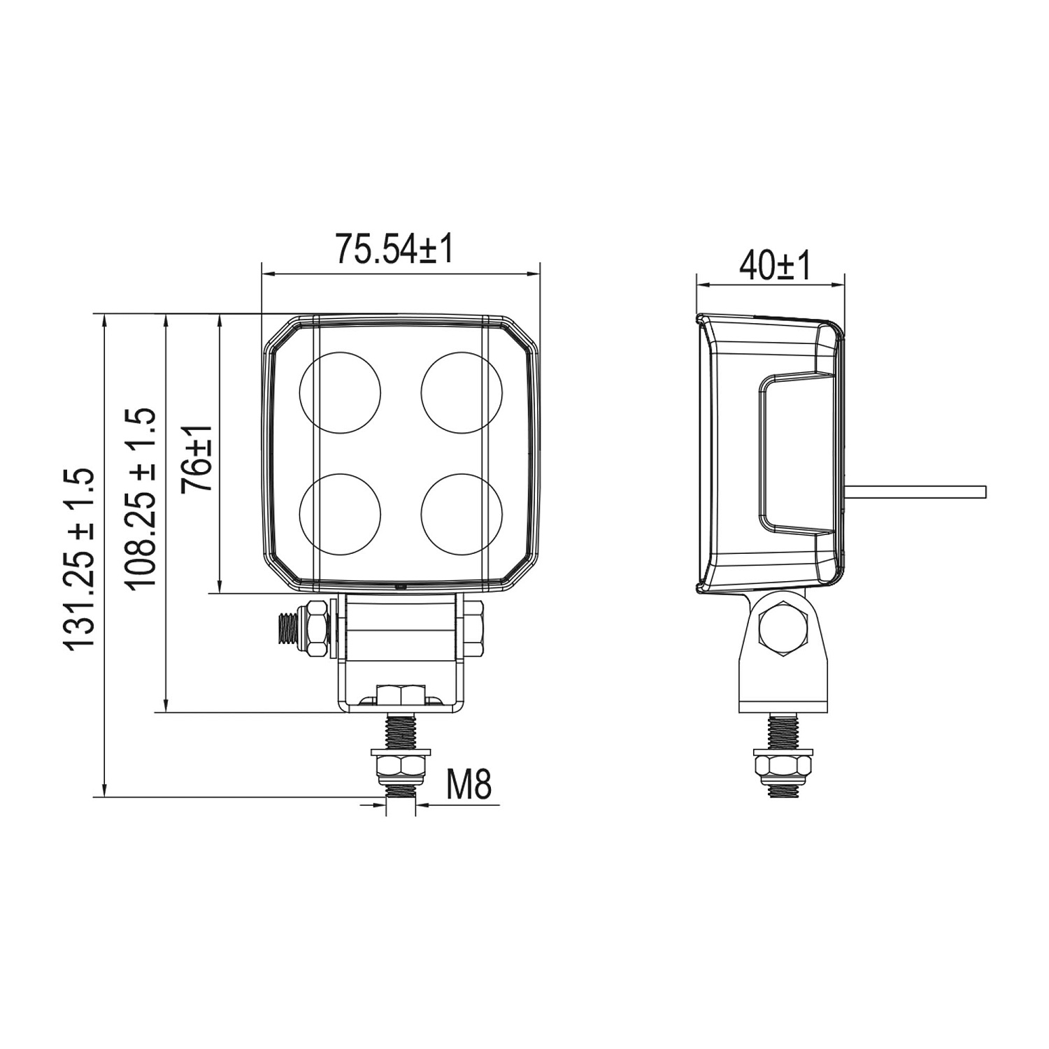 Светодиодная фара рабочего света LEDWORKER E2118D-S (30W, 4650Lm, flood)