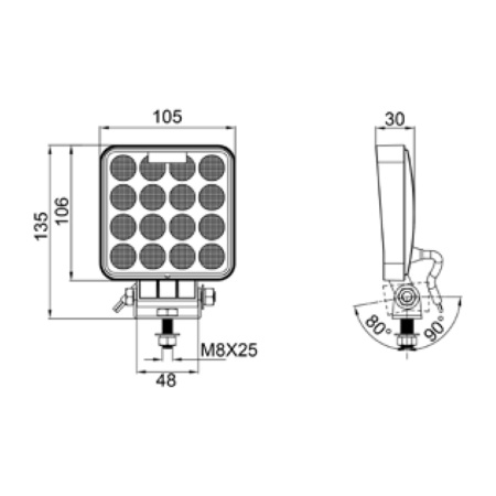 Детальное изображение товара - Светодиодная фара рабочего света LEDWORKER E-WL-523 (48W, 2016Lm, combo)